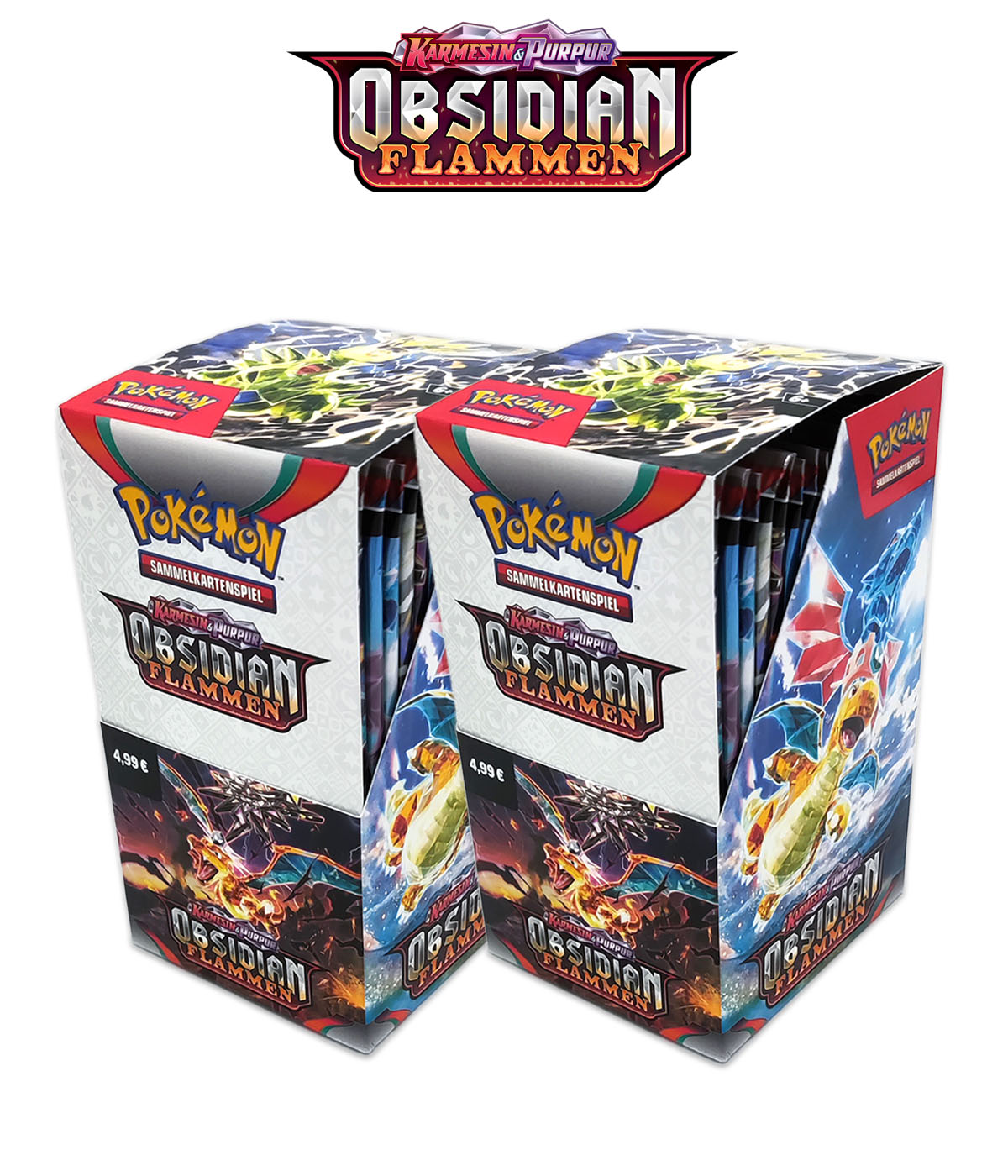 Pokémon Double Bundle "Obsidianflammen" - 2 Displays mit je 18 Boosterpacks + Ultra Pro Soft Sleeves (100er Packung)