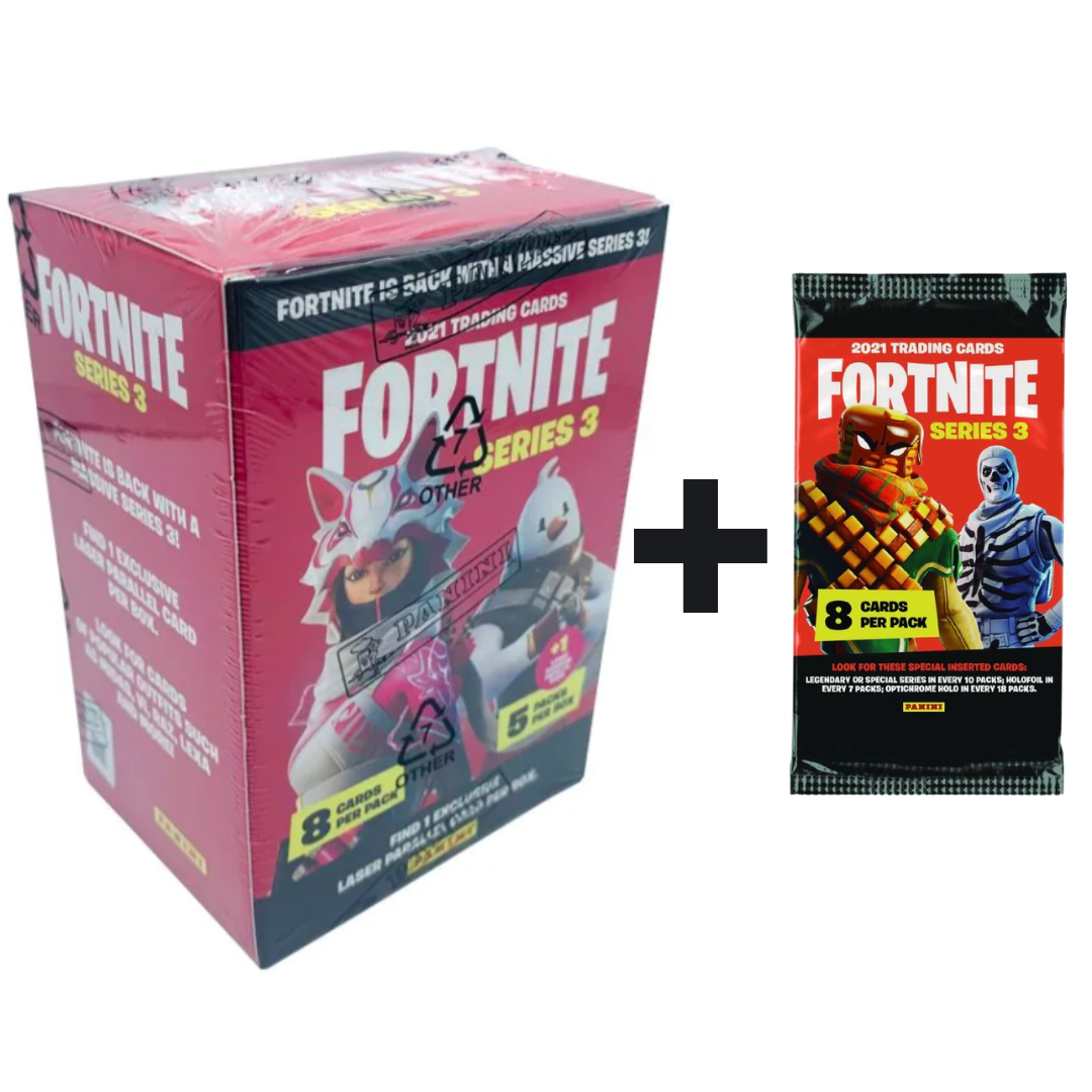 Fortnite Series 3 Trading Cards - Blasterbox + 1 Gratis Pack mit 8 Cards