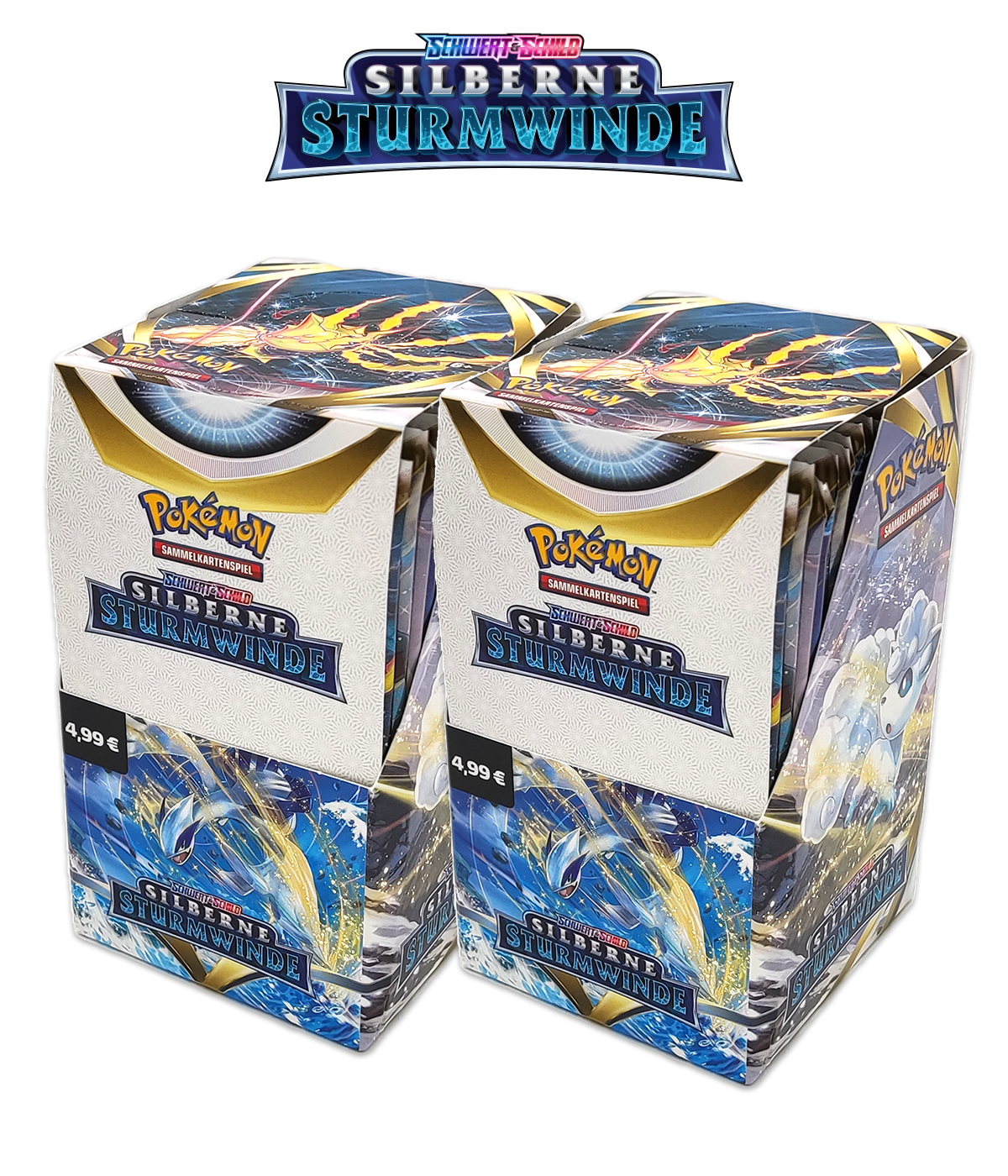Pokémon Double Bundle „Schwert & Schild - Silberne Sturmwinde“ - 2 Displays mit je 18 Boosterpacks