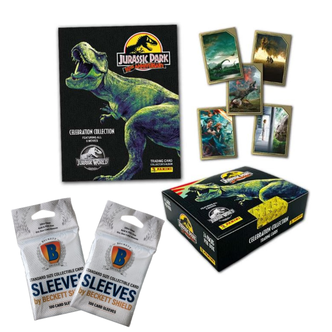 Jurassic Park 30th Anniversary Trading Cards - Box-Bundle + 2x Beckett Sleeves