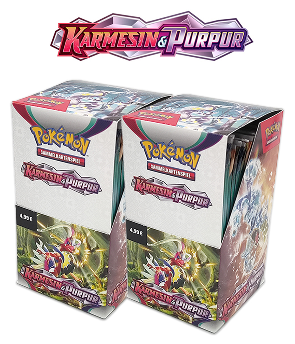 Pokémon Double Bundle "Karmesin & Purpur" - 2 Displays mit je 18 Boosterpacks